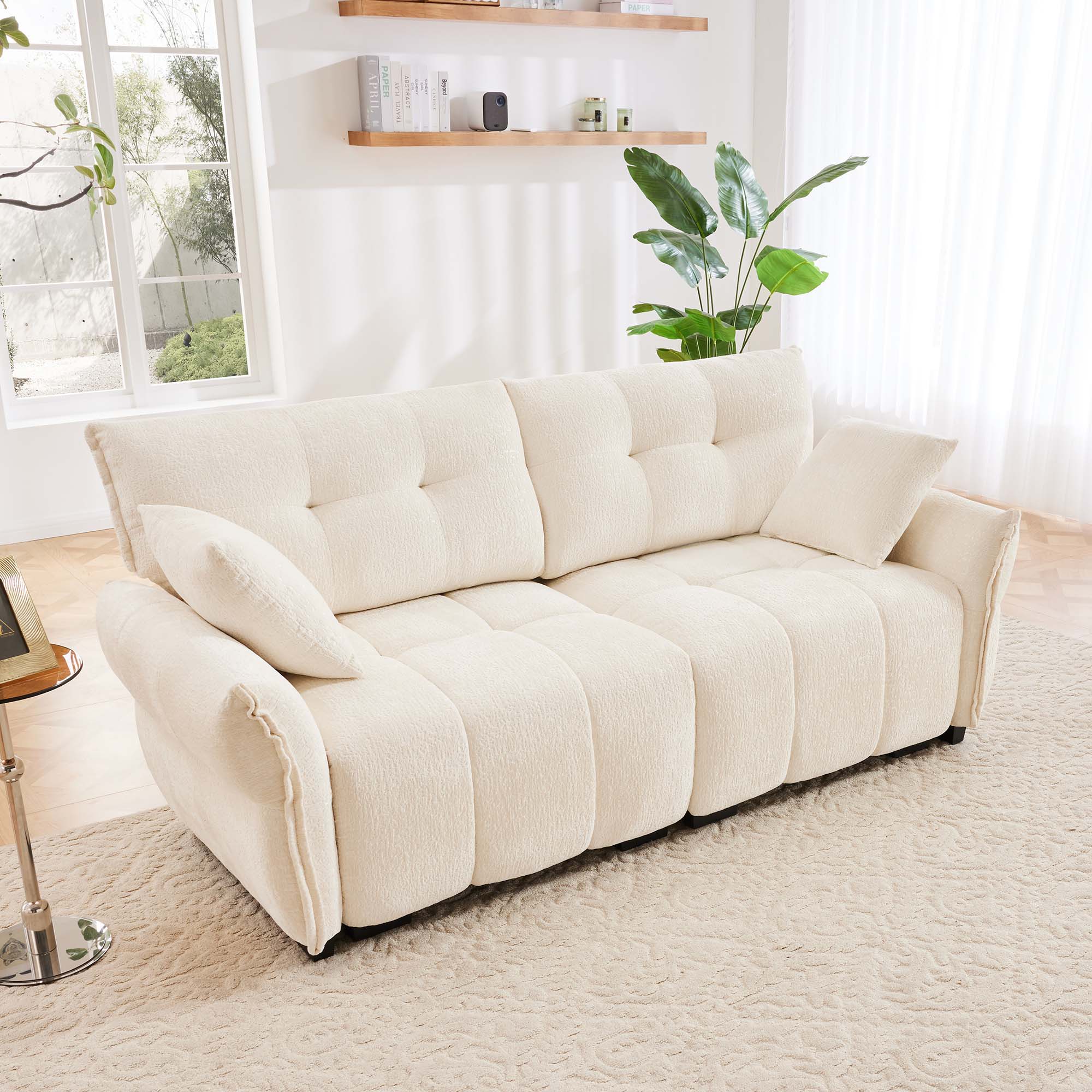 Modern Sofa &amp; Pillows, Textured Cover, High Rebound Cushions