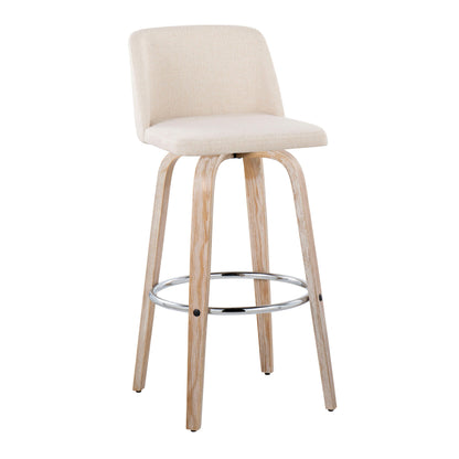 Toriano - Contemporary Fixed Height Barstool With Swivel &amp; Round Footrest (Set of 2)