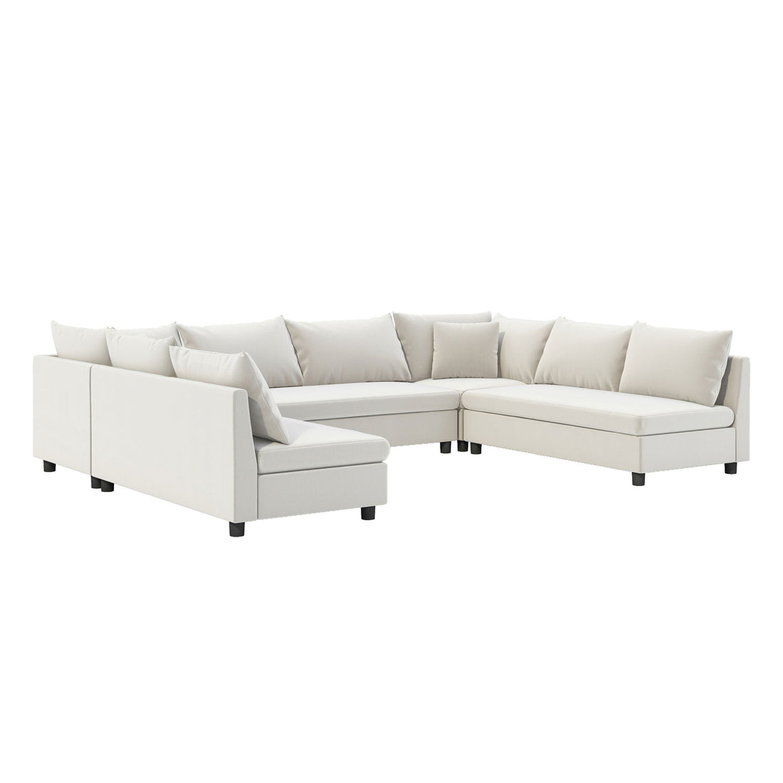 Modular Sectional Reversible U Shaped Couch Set, Free Combination Minimalist Style Oversized 8 Seat Convertible Sofa