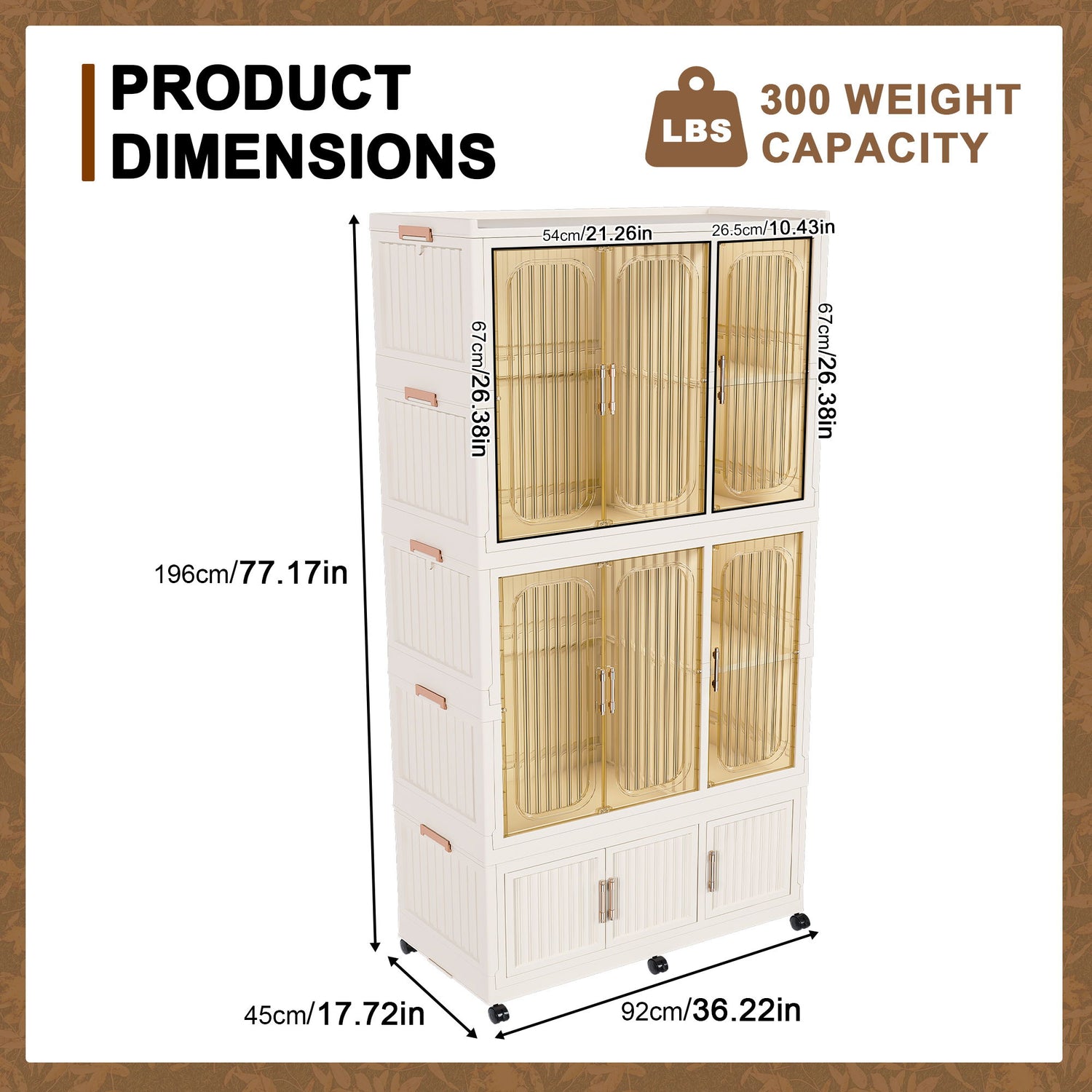 Portable Wardrobe Closet Storage Organizer For Clothes, 9 Magnetic Doors With 9 Cubes &amp; 2 Hanging Rods, 6 Hangers - Cream White