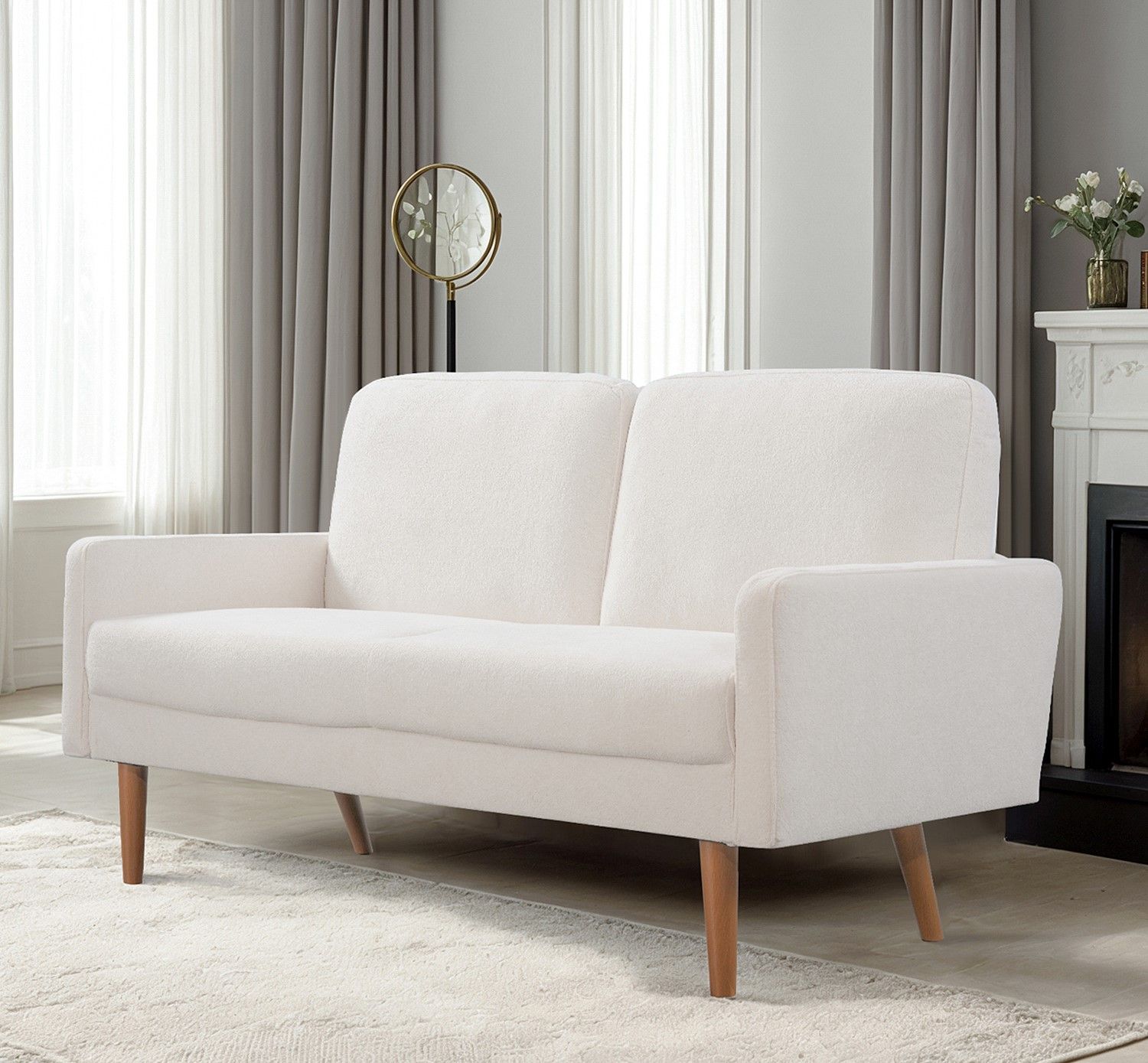 Loveseat Sofa, European Style With Sleek Design, Modern &amp; Vintage Flair, Upholstered 2 Seater Couch