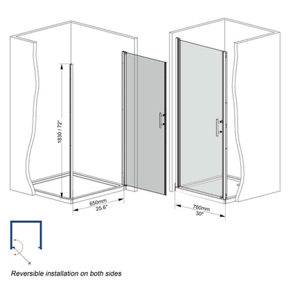 Shower Door &amp; Tempered Glass With Safety Film - Brushed Nickel