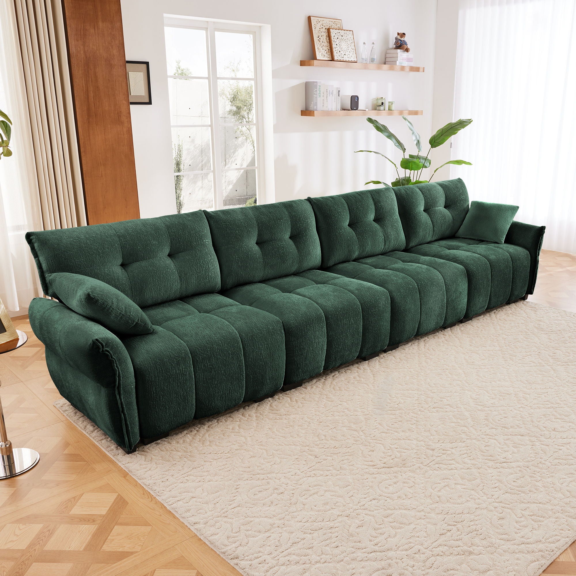 Modern Sofa &amp; Pillows, Textured Cover, High Rebound Cushions