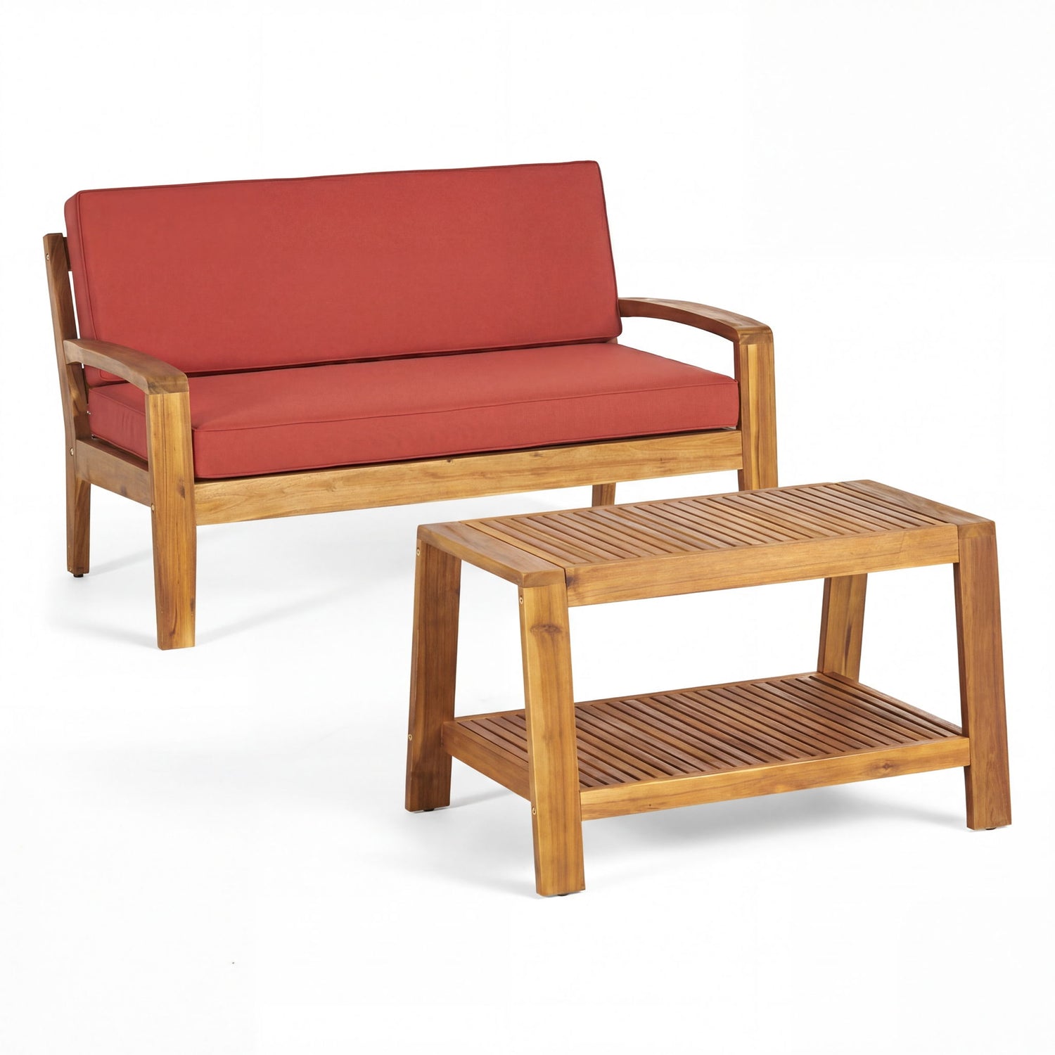 2 Piece Outdoor Conversation Set (Loveseat &amp; Coffee Table With Water-Resistant Cushions)