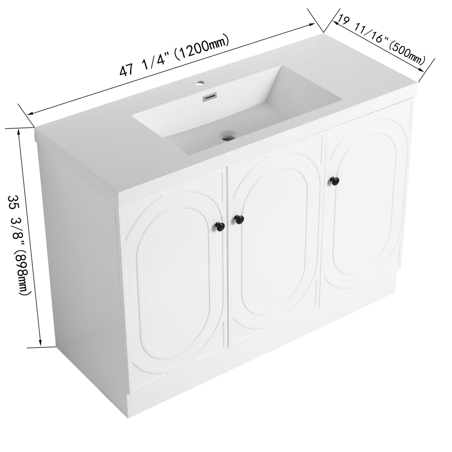Contemporary Freestanding Bathroom Vanity With Resin Sink &amp; Soft-Close Cabinet Doors