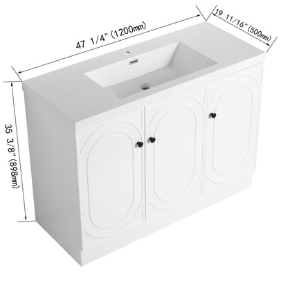 Contemporary Freestanding Bathroom Vanity With Resin Sink &amp; Soft-Close Cabinet Doors
