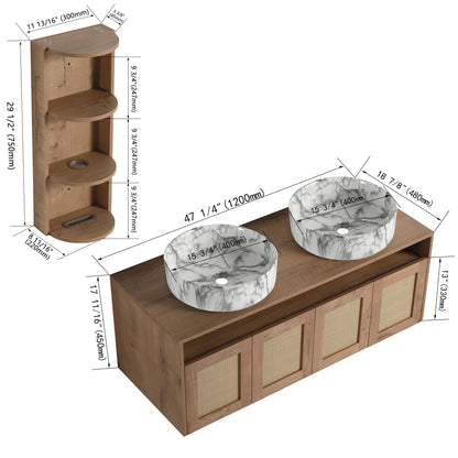 Bathroom Vanity &amp; Art Sink And Storage Rack, Float Mounting Design