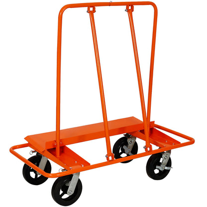 Heavy Duty Drywall Sheet Cart &amp; Panel Dolly With 2400Lbs Capacity, Mold On Rubber Wheels, Steel Construction - Orange