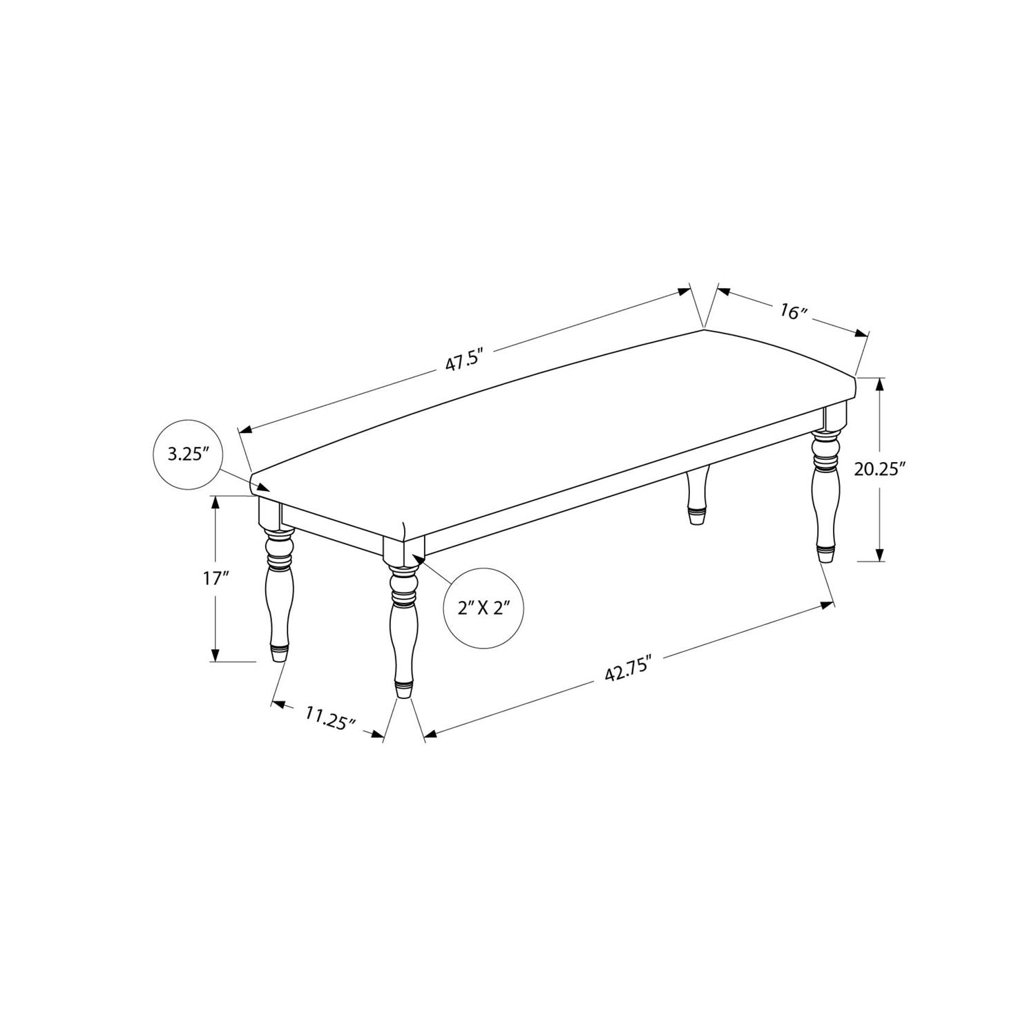 Bench, Rectangular, Upholstered, Transitional - Gray