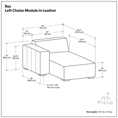 Rex - Left Chaise Sofa Module - Sienna