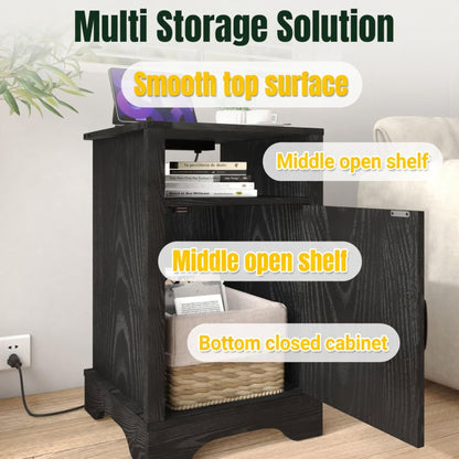 Farmhouse Nightstand, Charging Station &amp; Storage