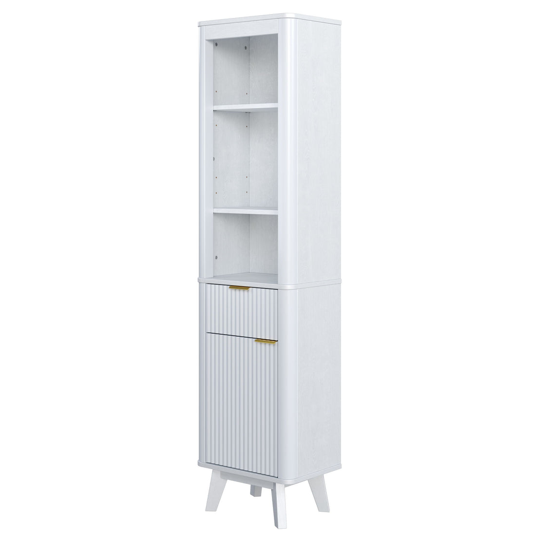 Tall Bathroom Storage Cabinet With Adjustable Shelves And 1 Drawer &amp; Door