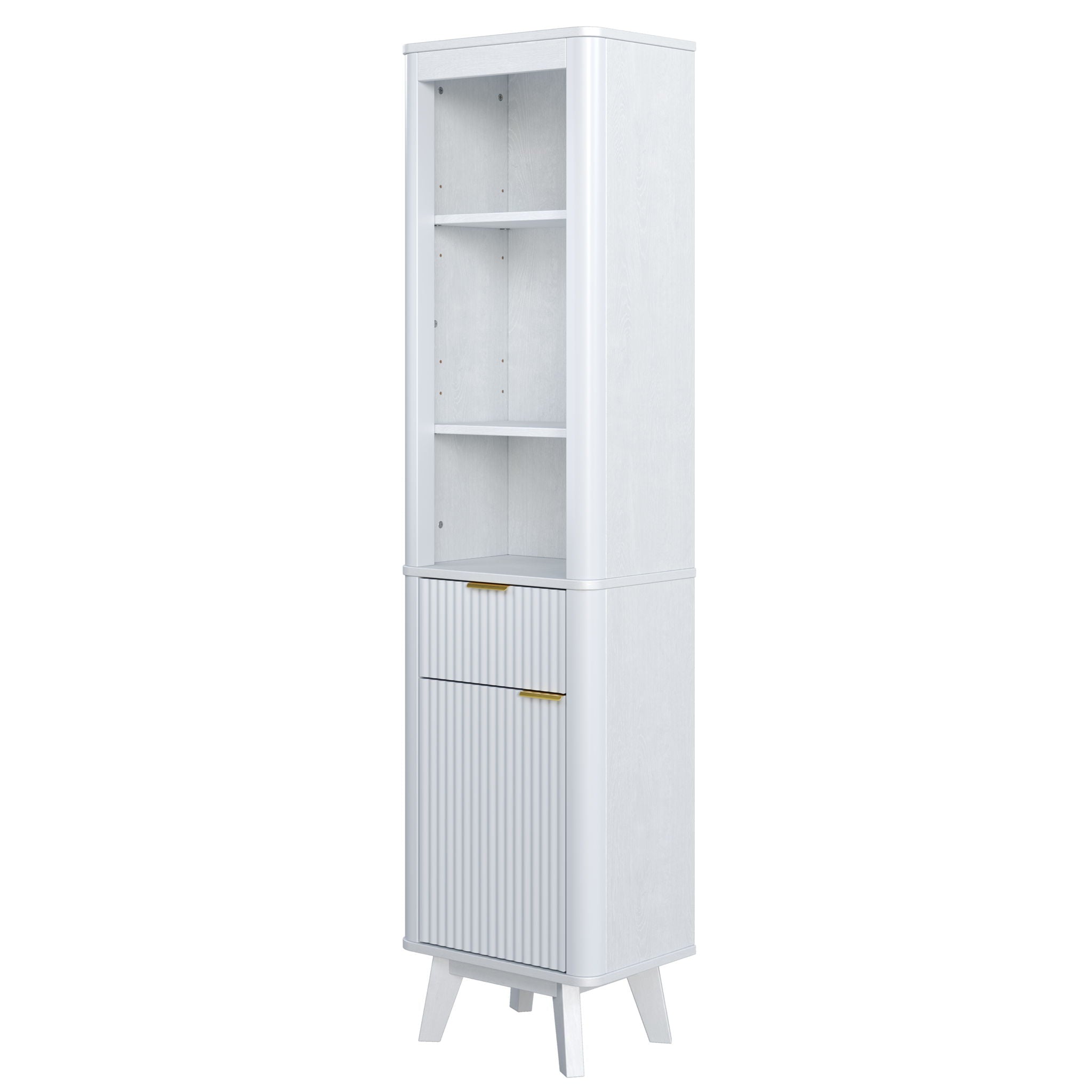 Tall Bathroom Storage Cabinet With Adjustable Shelves And 1 Drawer &amp; Door