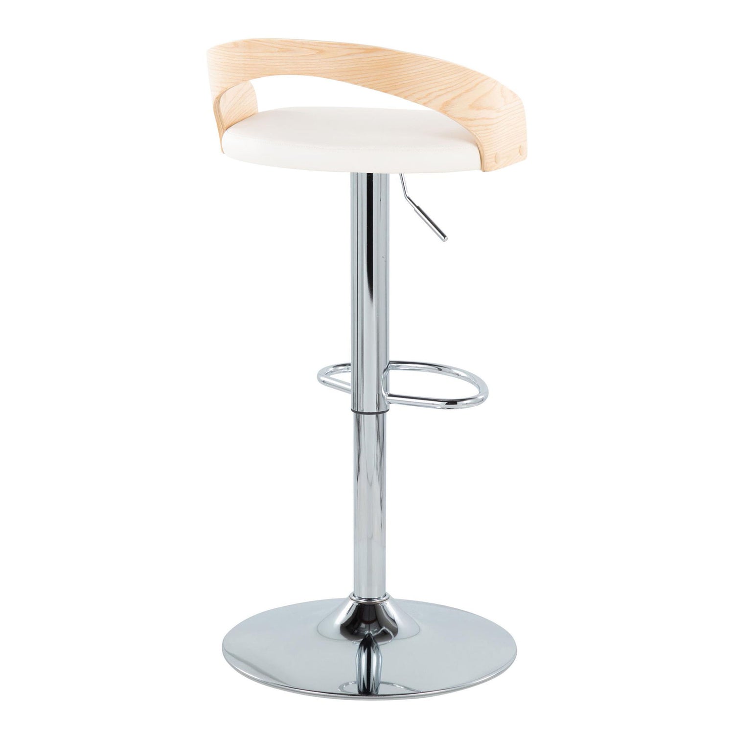 Grotto - Mid Century Modern Adjustable Height Barstool &amp; Swivel With Oval Footrest (Set of 2)