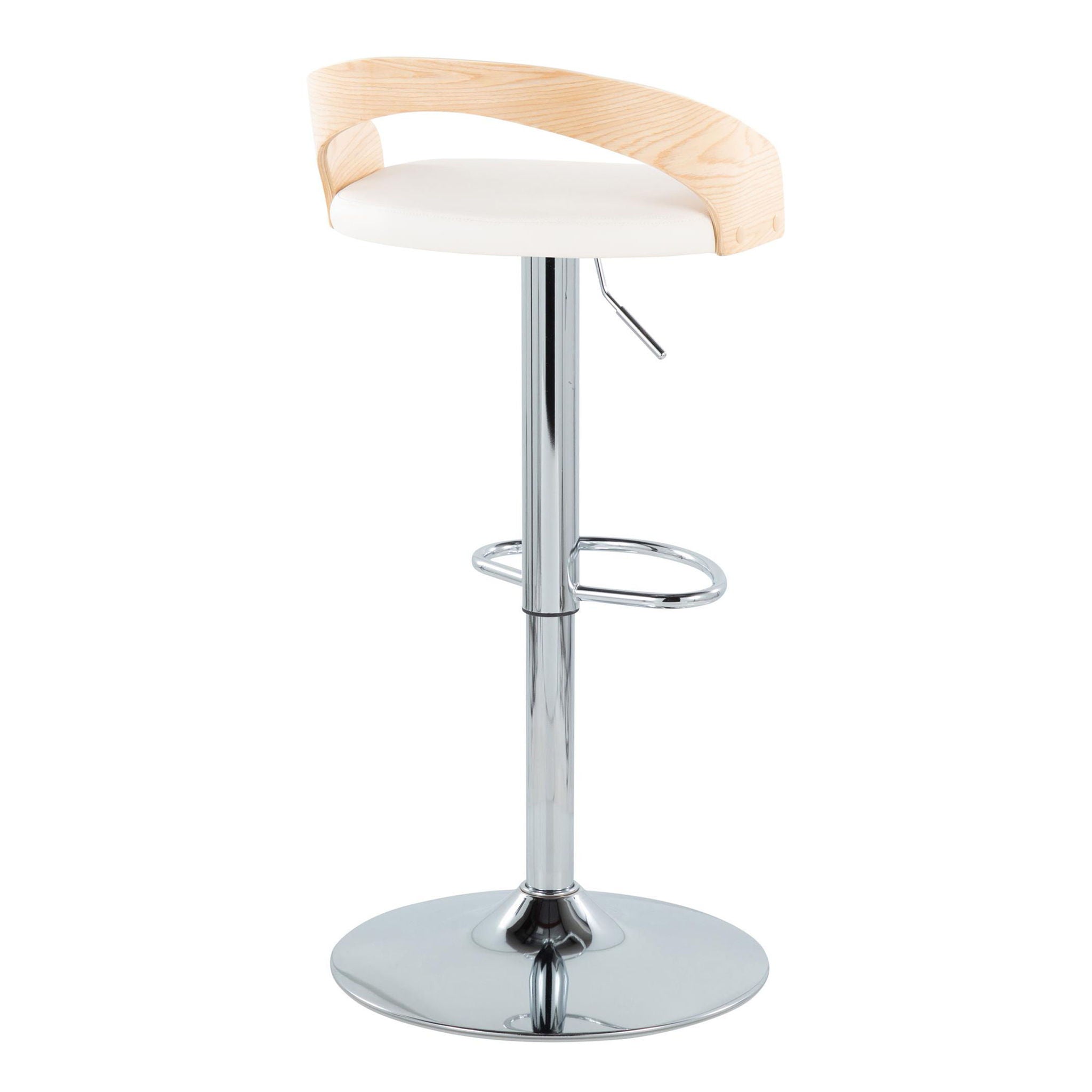 Grotto - Mid Century Modern Adjustable Height Barstool &amp; Swivel With Oval Footrest (Set of 2)