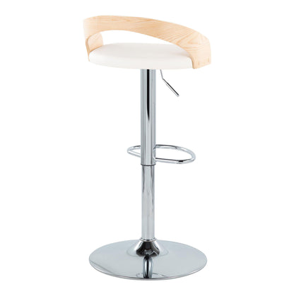Grotto - Mid Century Modern Adjustable Height Barstool &amp; Swivel With Oval Footrest (Set of 2)