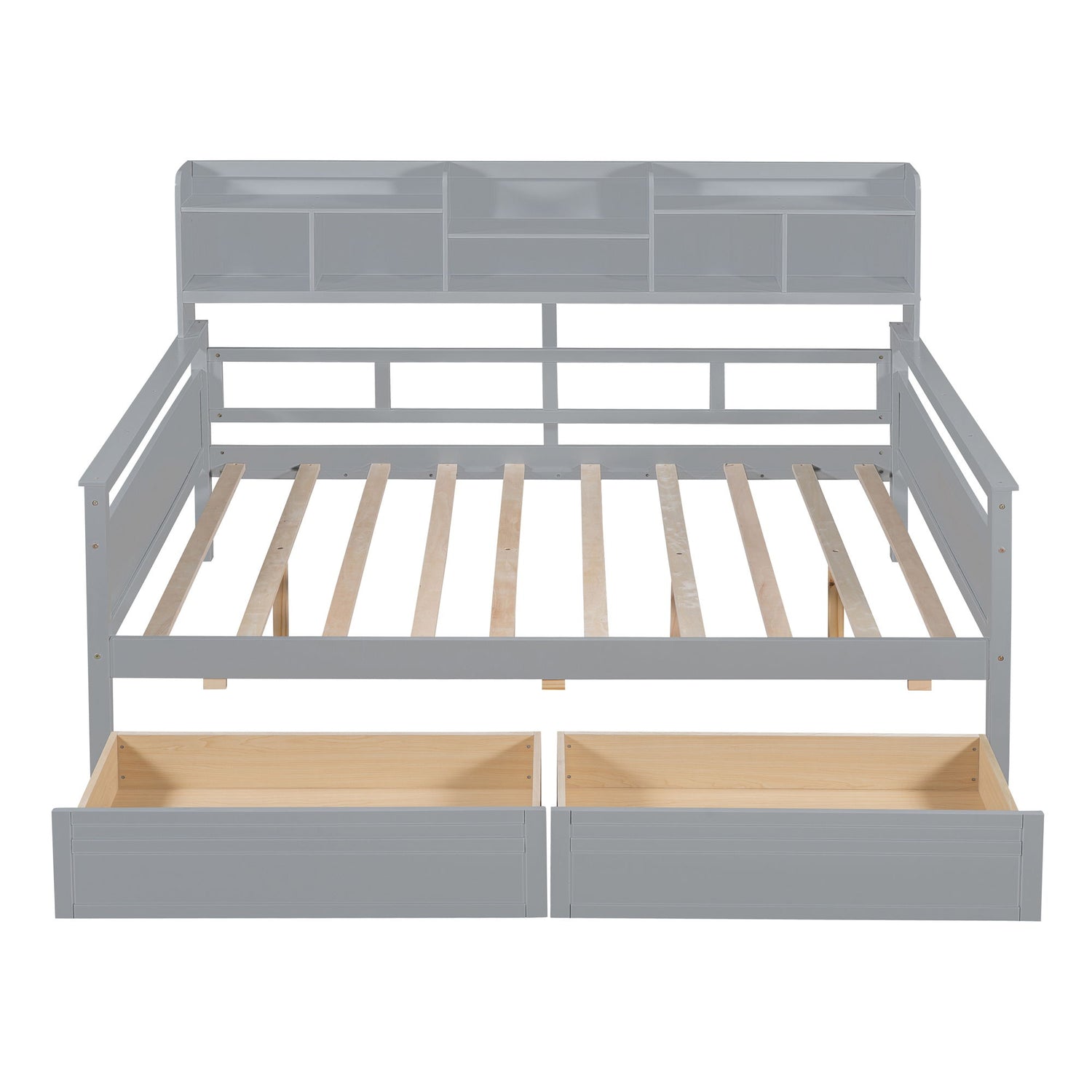 Daybed, Slat Support, With Bedside Shelves And 2 Drawers