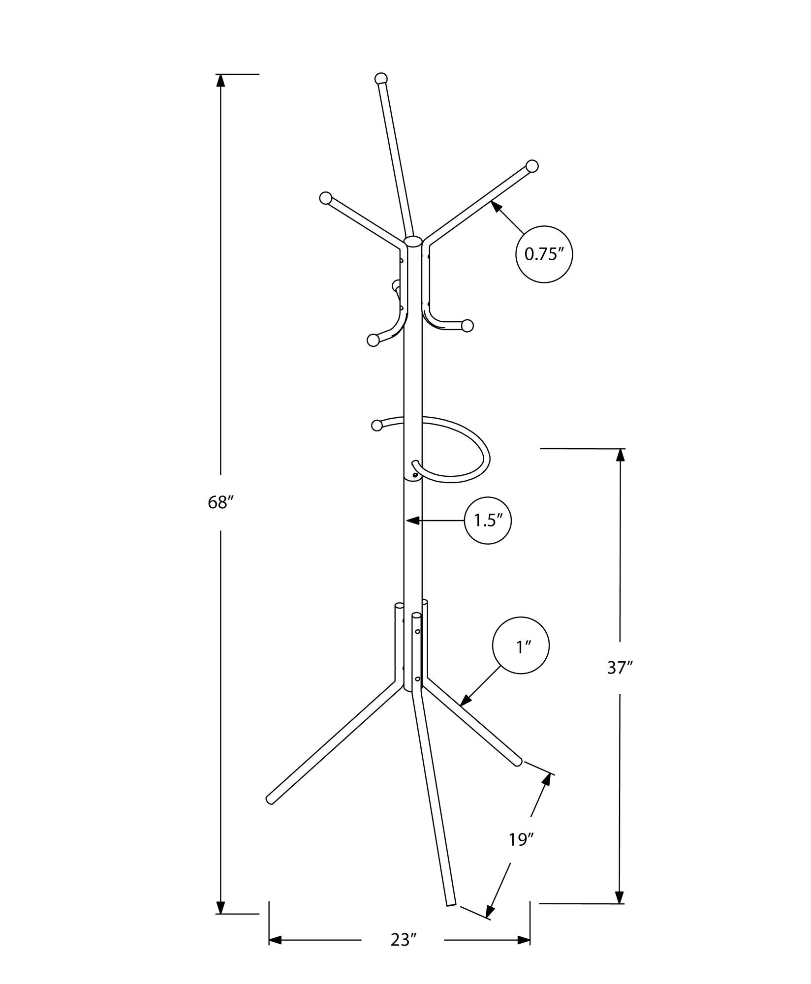 Coat Rack, Hall Tree, Free Standing, Hanging Bar, 6 Hooks, Entryway, Contemporary &amp; Modern