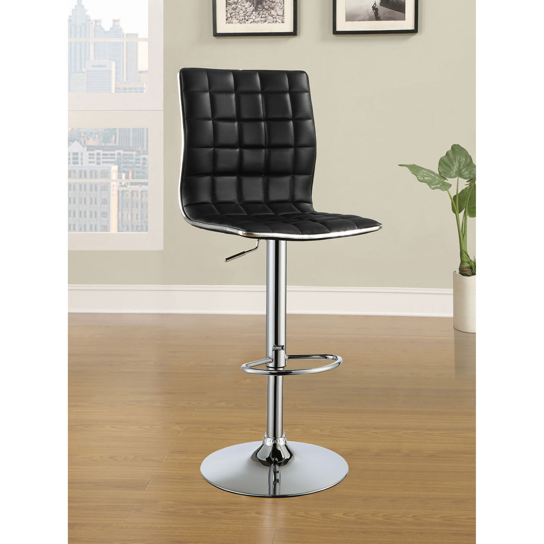 Waffle - Adjustable Bar Stool (Set of 2) - Black