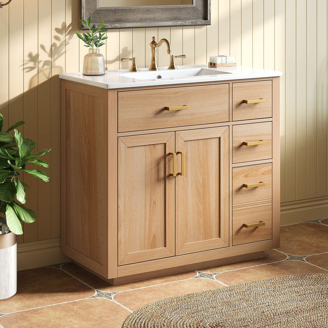 Bathroom Vanity &amp; Sink, Soft Close Doors &amp; Drawers - Wood