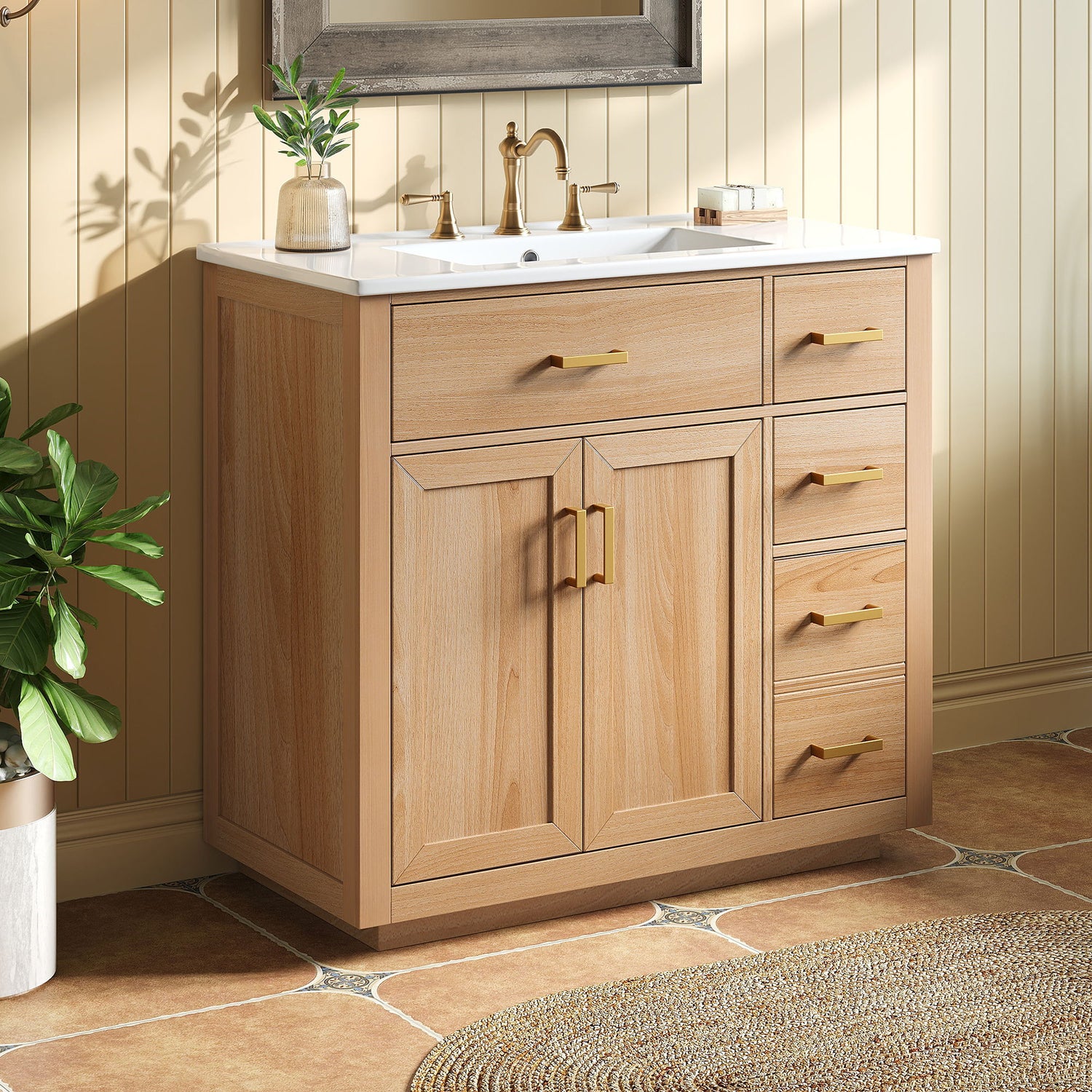 Bathroom Vanity &amp; Sink, Soft Close Doors &amp; Drawers - Wood
