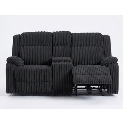 Motion Loveseat Recliner With Console Soft Seat Upholstered For Living Room - Black