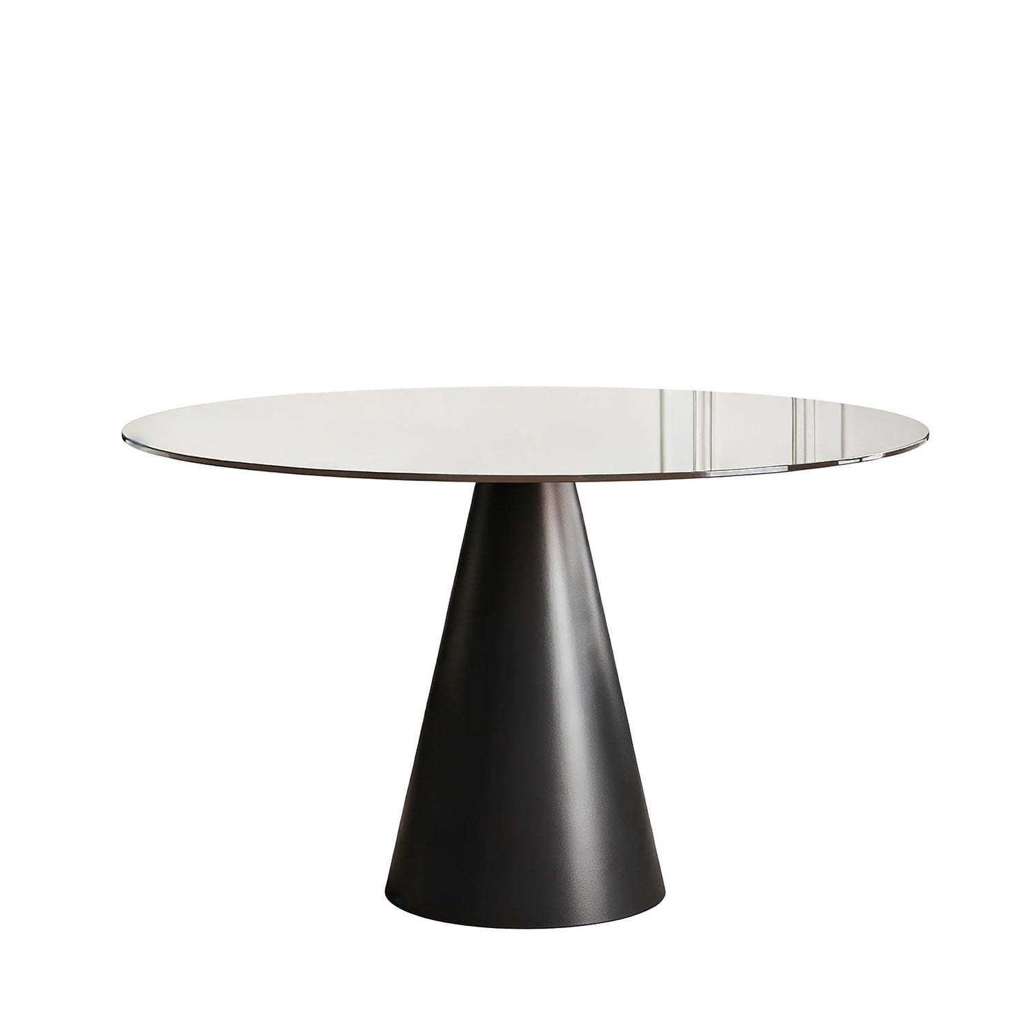 Round Dining Table &amp; Glass Top - Black / Brown