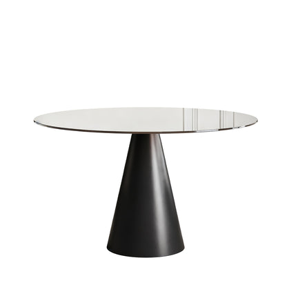 Round Dining Table &amp; Glass Top - Black / Brown