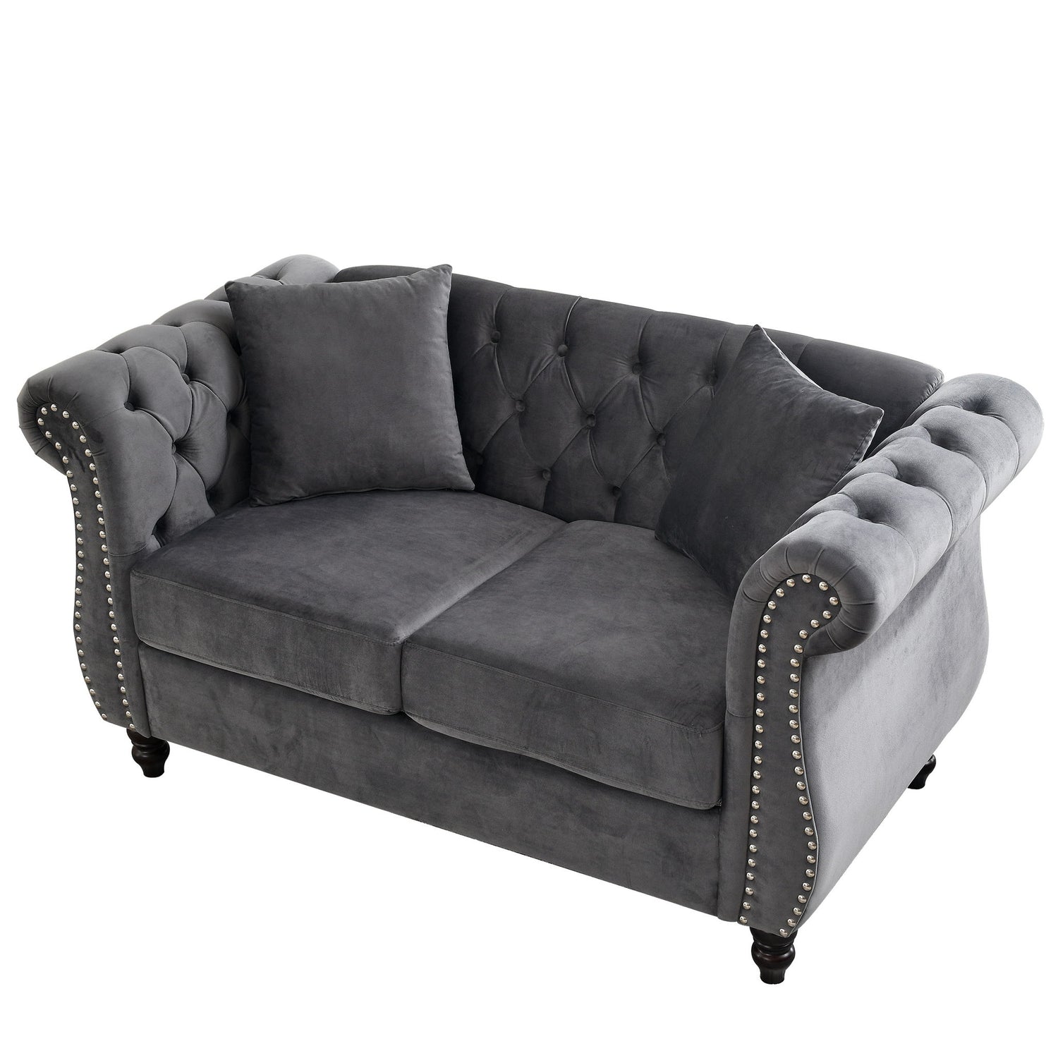 Chesterfield Sofa With Rolled Arms And Nailhead Trim