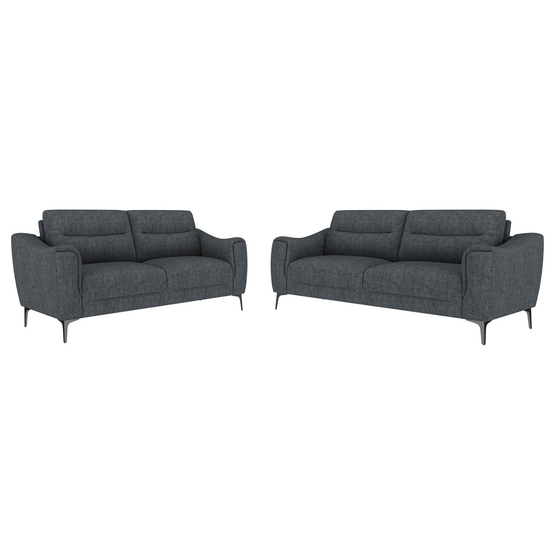 Oberle - 2 Piece Upholstered Sofa Set With Pocket Coil Seating - Charcoal