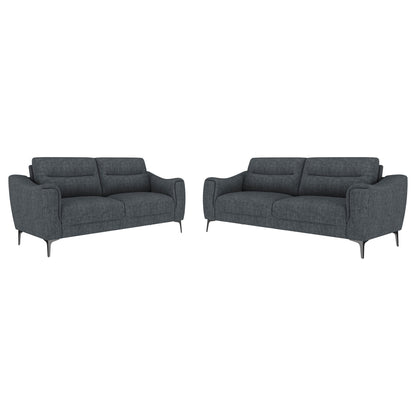 Oberle - 2 Piece Upholstered Sofa Set With Pocket Coil Seating - Charcoal