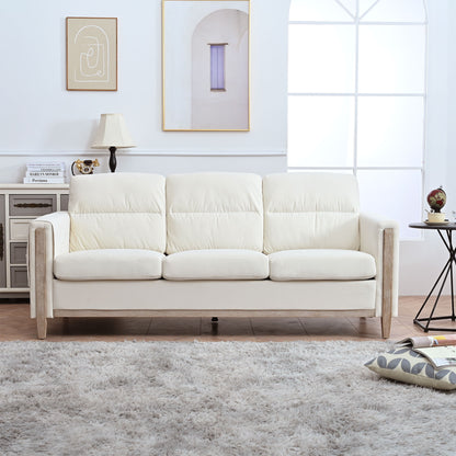 Comfortable Solid Wood Three-Seater Sofa, Soft Cushions, Durable And Long-Lasting, 79.5&quot; Sofa Couch For Living Room