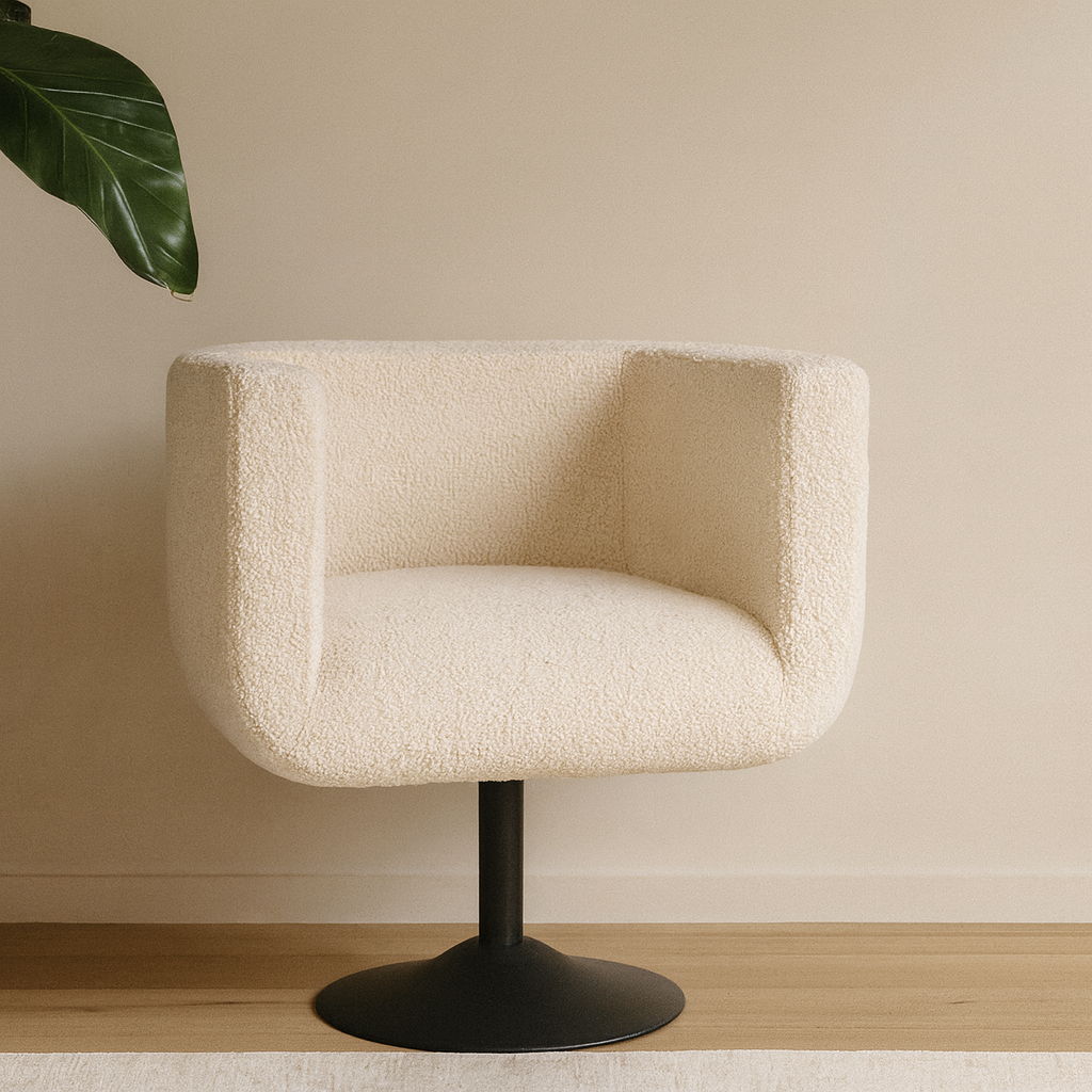 Boucle Swivel Chair - Cream