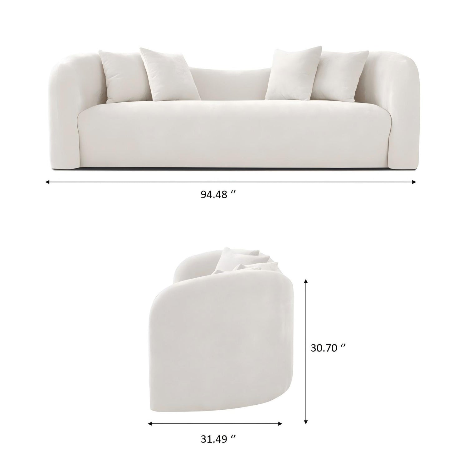 Mason - Mid Century Modern Luxury Tight Back Curvy Couch