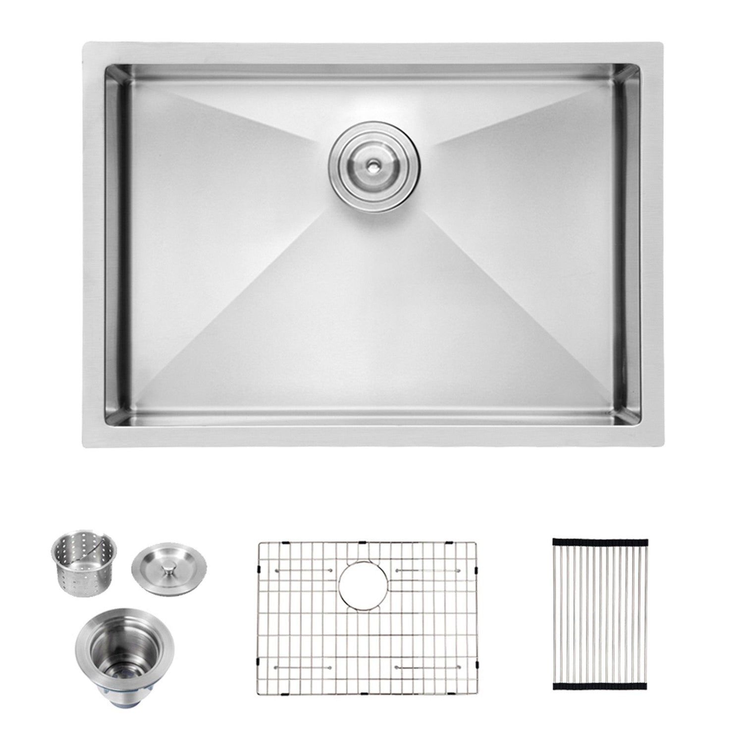 Modern Undermount Stainless Steel Kitchen Sink 16 Gauge, Deep Single Bowl