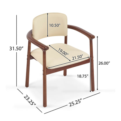 Dining Room Chairs, Ideal For Home &amp; Kitchen (Set of 2) - Beige / Dark Walnut