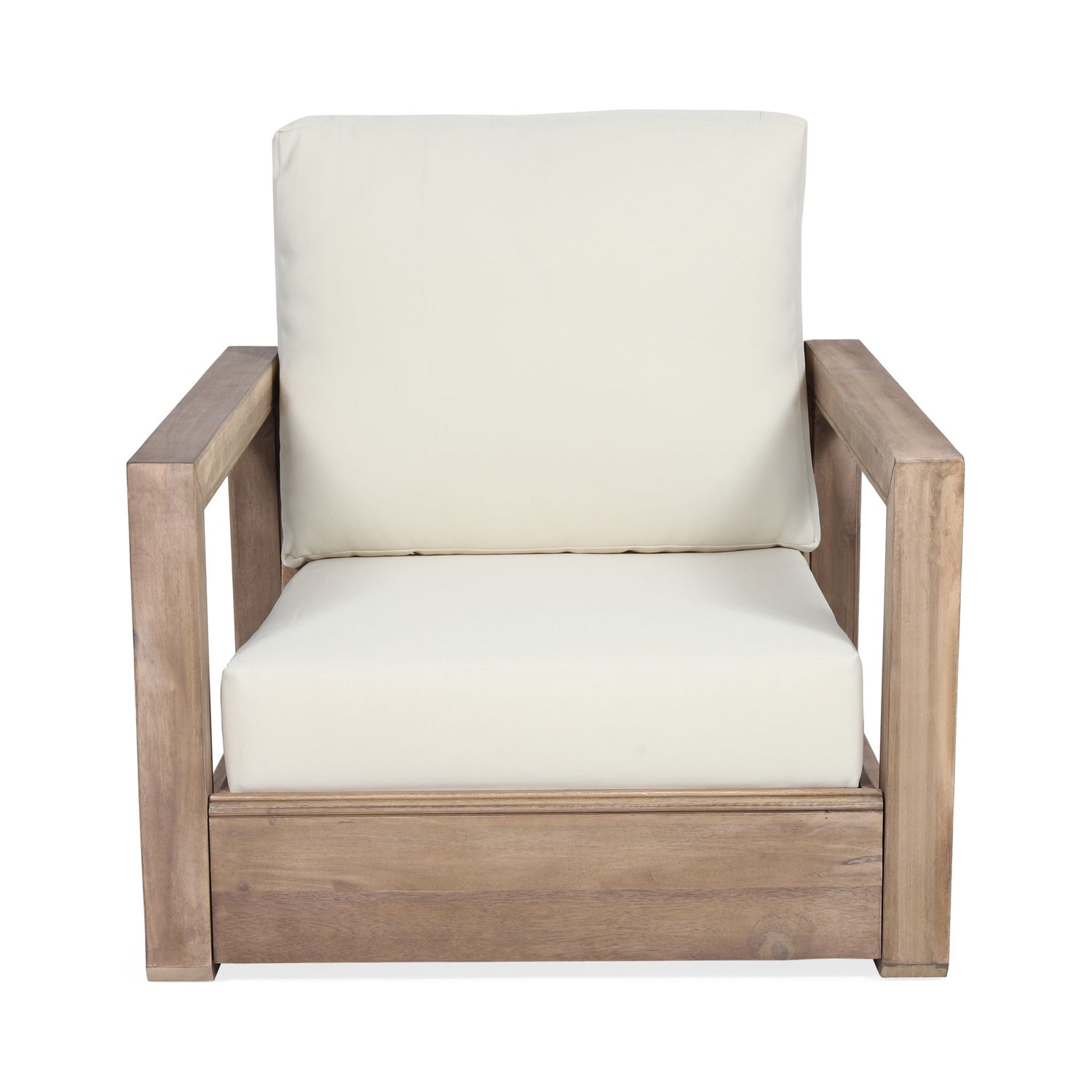 Outdoor Club Chair With Back And Seat Cushion - Brown