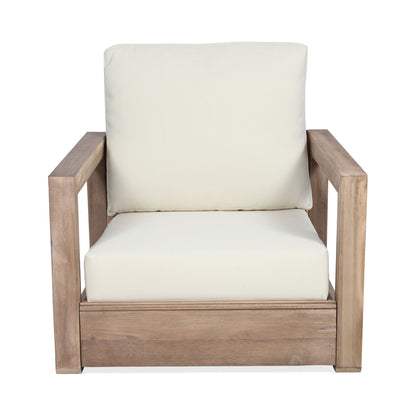 Outdoor Club Chair With Back And Seat Cushion - Brown