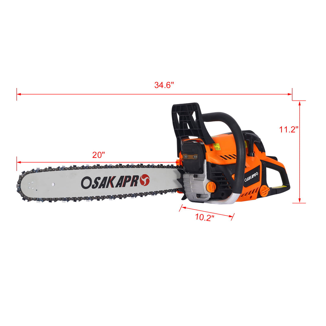 Professional Gasoline Chainsaw 20&quot; 52Cc For Tree And Wood Cutting - Orange
