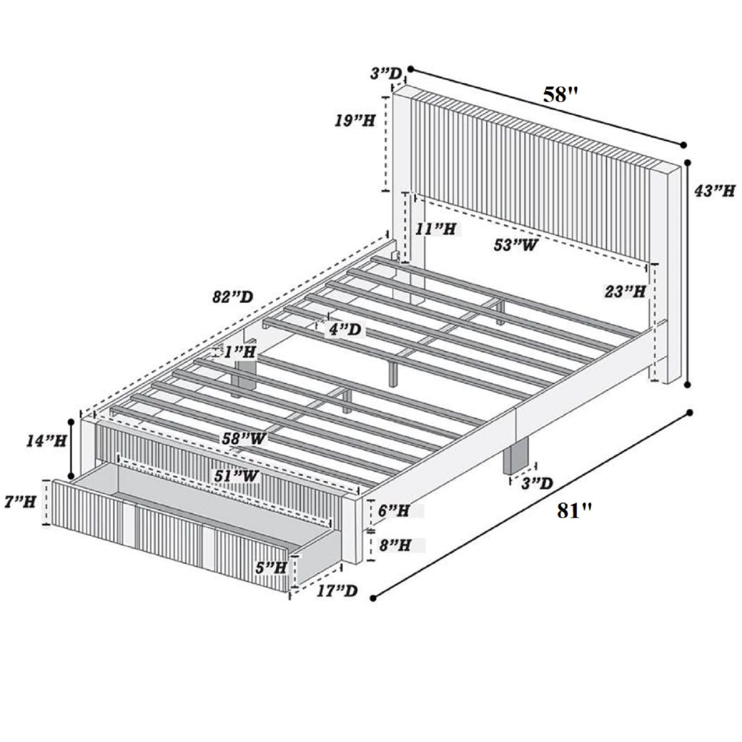 Contemporary Bed &amp; Storage Drawer