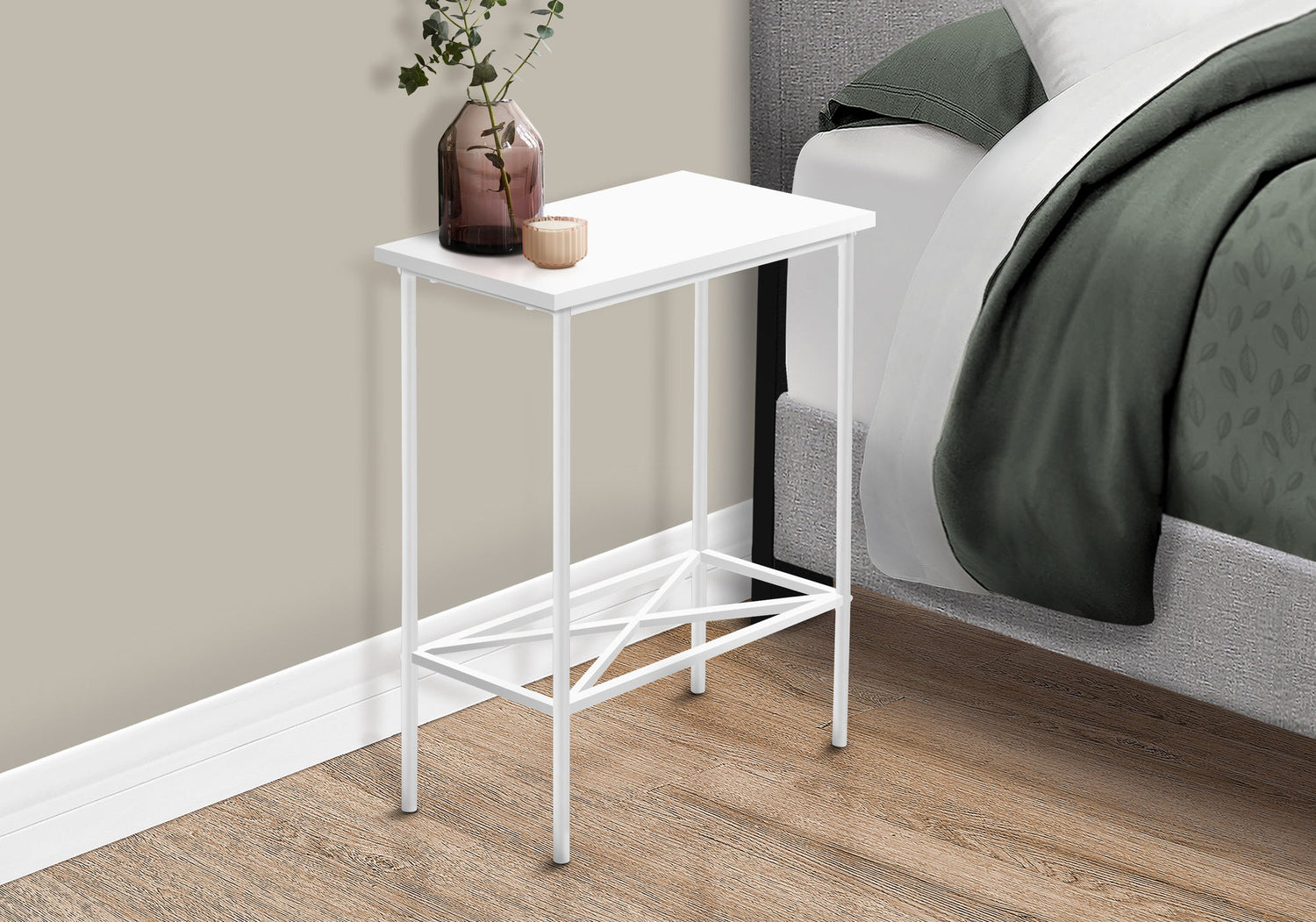 Accent Side Table, Narrow, Small, 2 Tier, Contemporary &amp; Modern