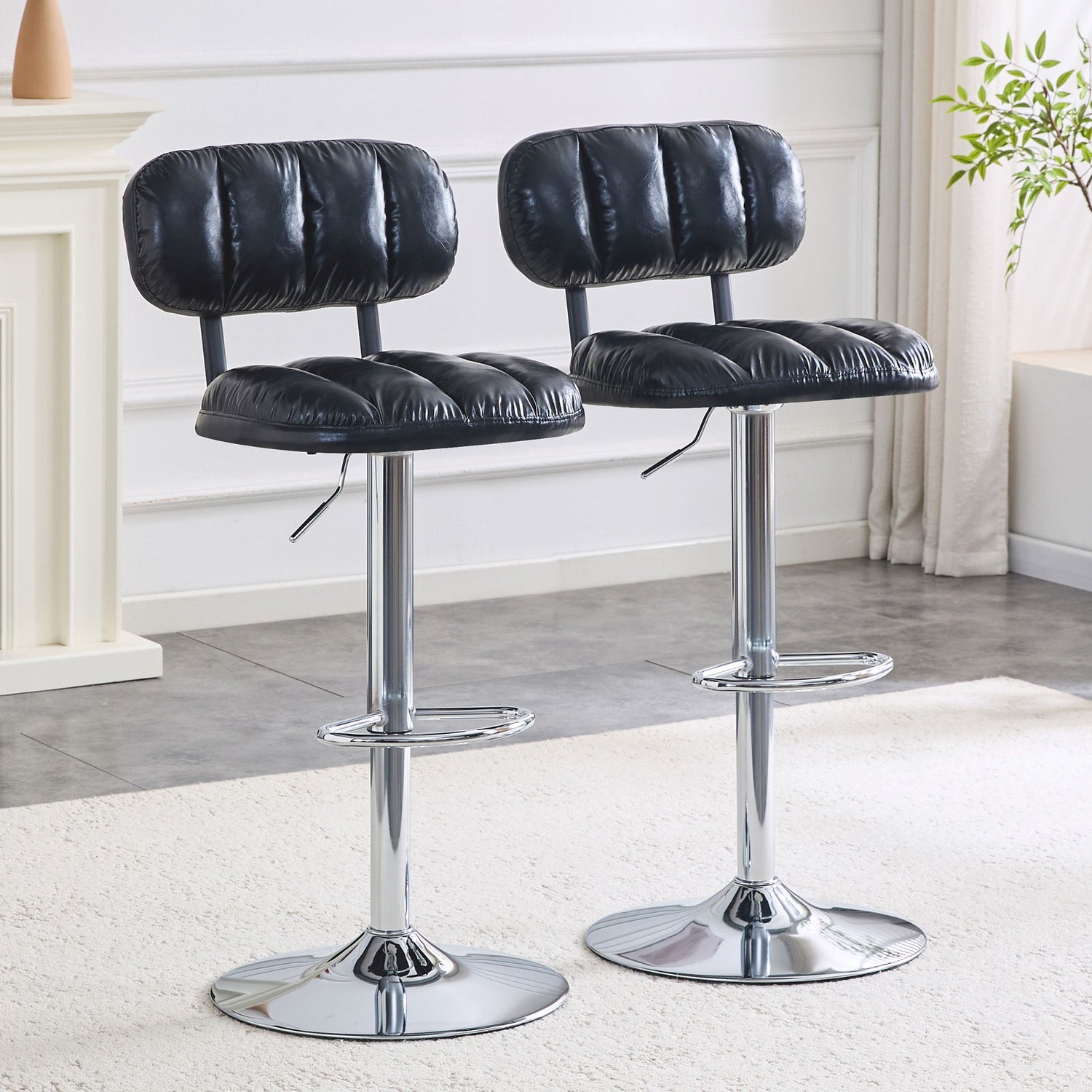 Adjustable Height Bar Stools With Footrest For Kitchen Island (Set of 2)