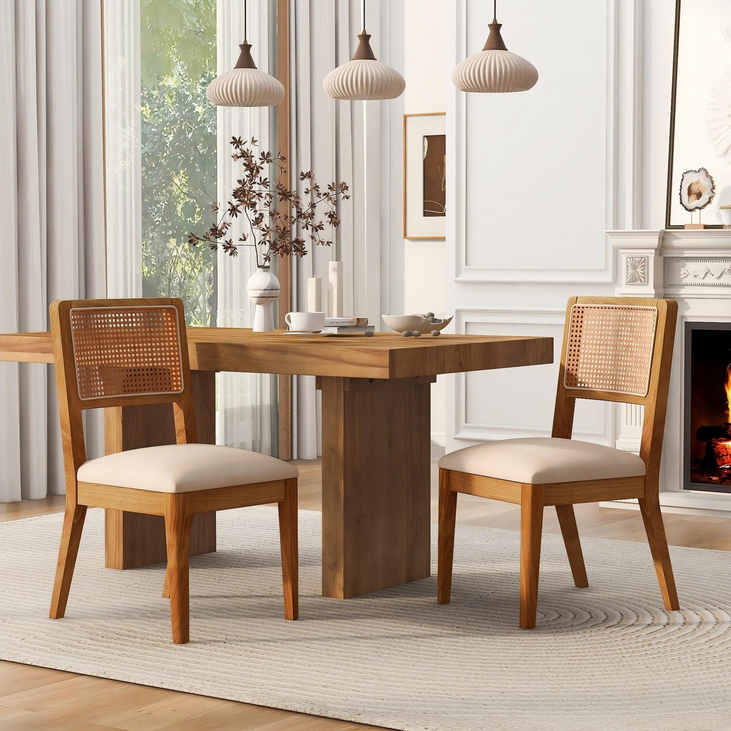Compact Ergonomic Upholstered Side Chairs (Set of 2)
