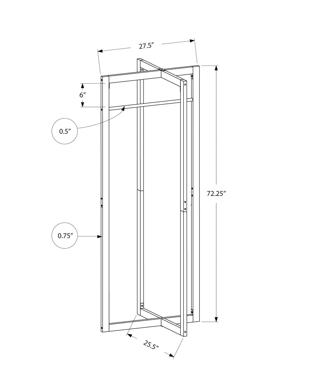 Coat Rack, Hall Tree, Free Standing, Hanging Bar, Entryway, For Contemporary &amp; Modern - White