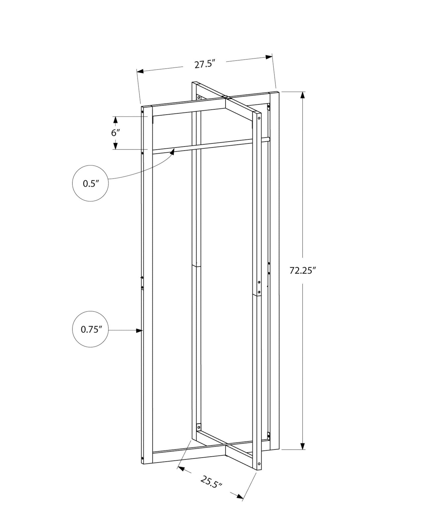 Coat Rack, Hall Tree, Free Standing, Hanging Bar, Entryway, For Contemporary &amp; Modern - White