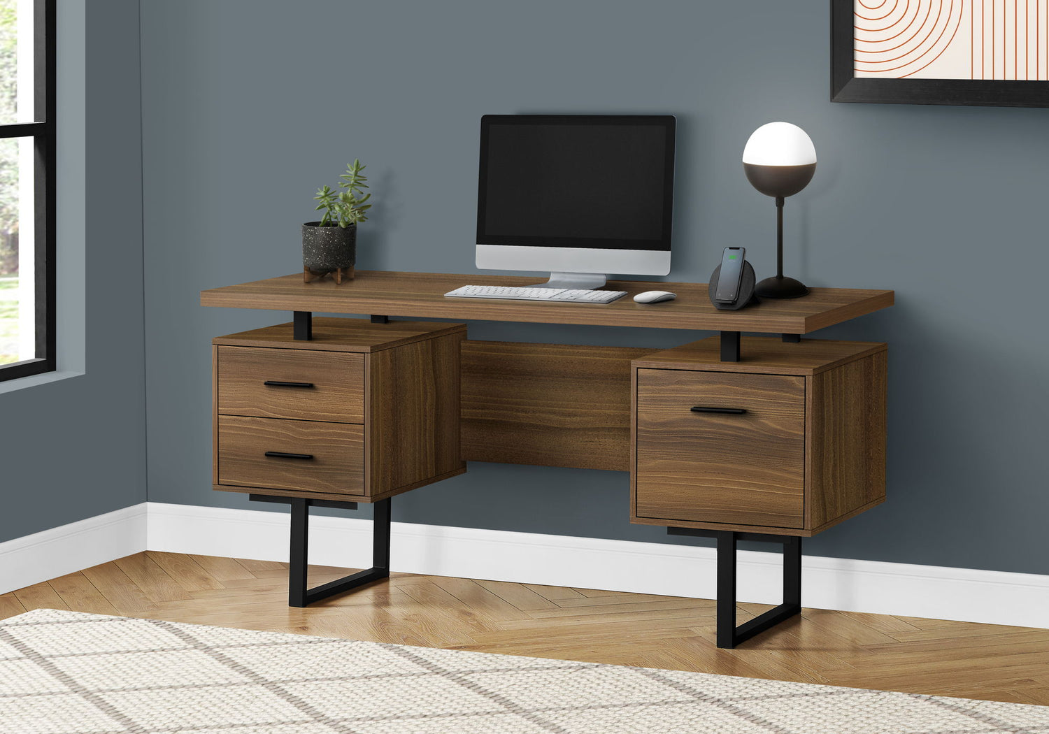 Computer Desk For Home Office, Laptop, Left, Right Set - Up, Storage Drawers, Contemporary &amp; Modern