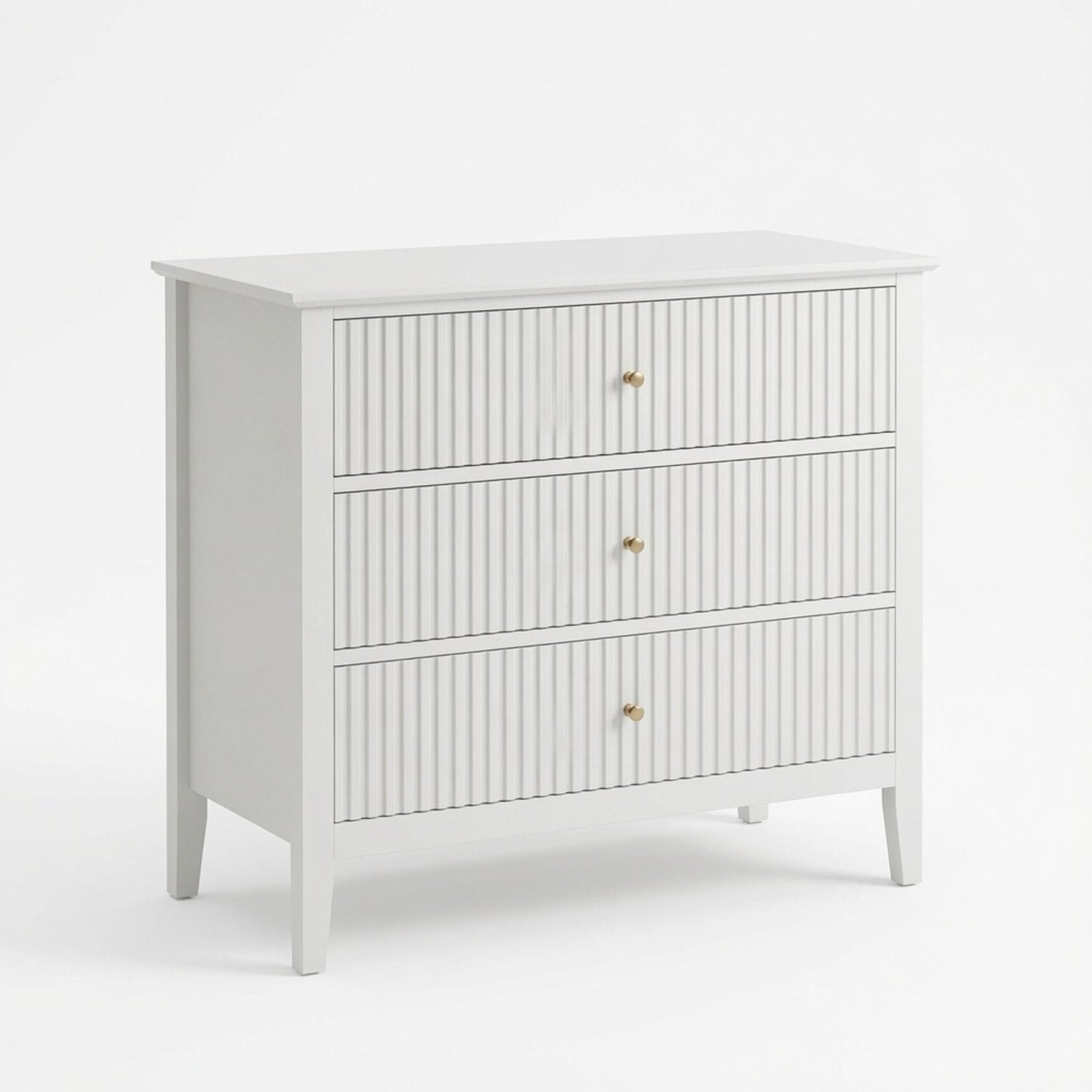 3 Drawer Nightstand, Wide With Soft Close Slides - White
