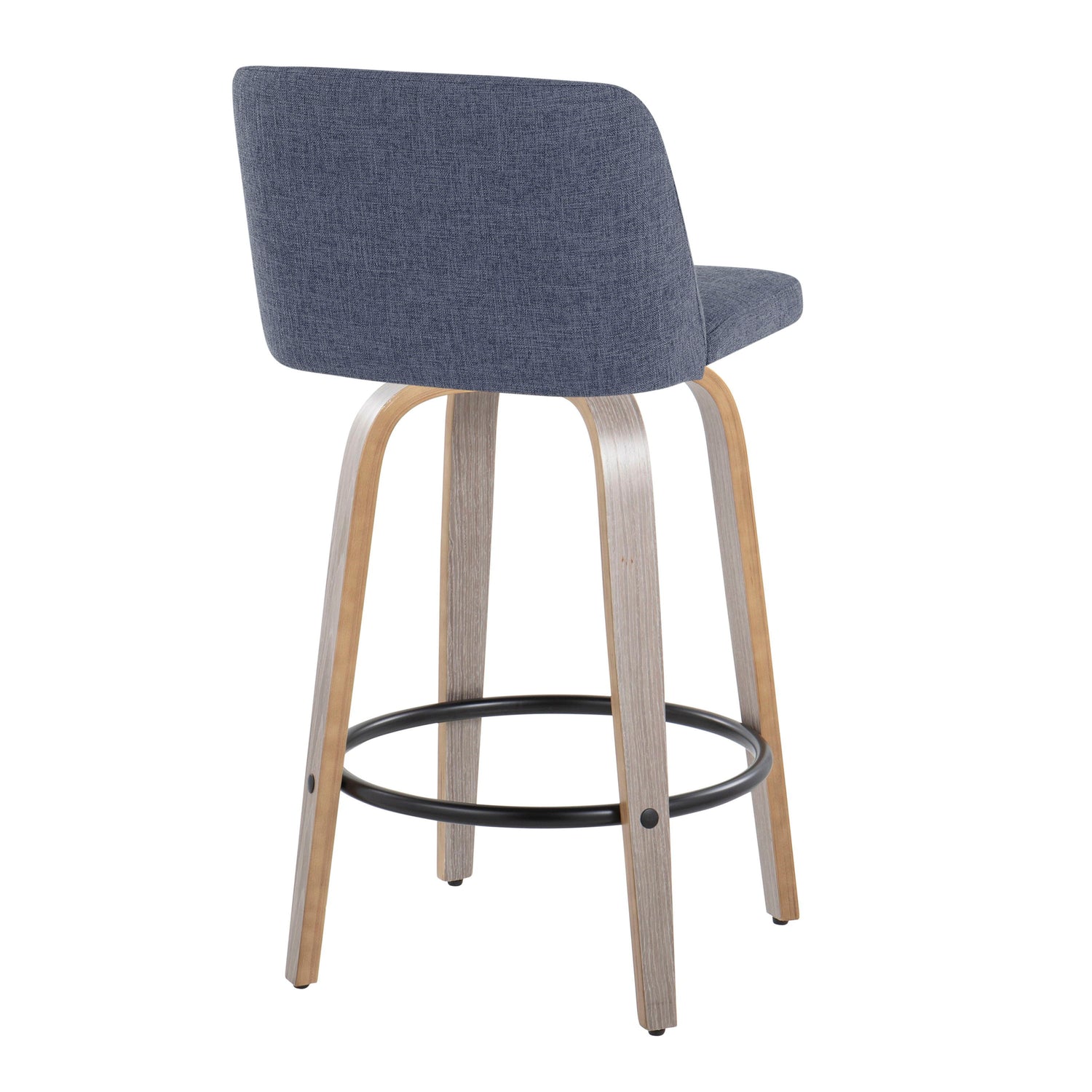 Toriano - Contemporary Fixed Height Counter Stool With Swivel &amp; Round Footrest (Set of 2)