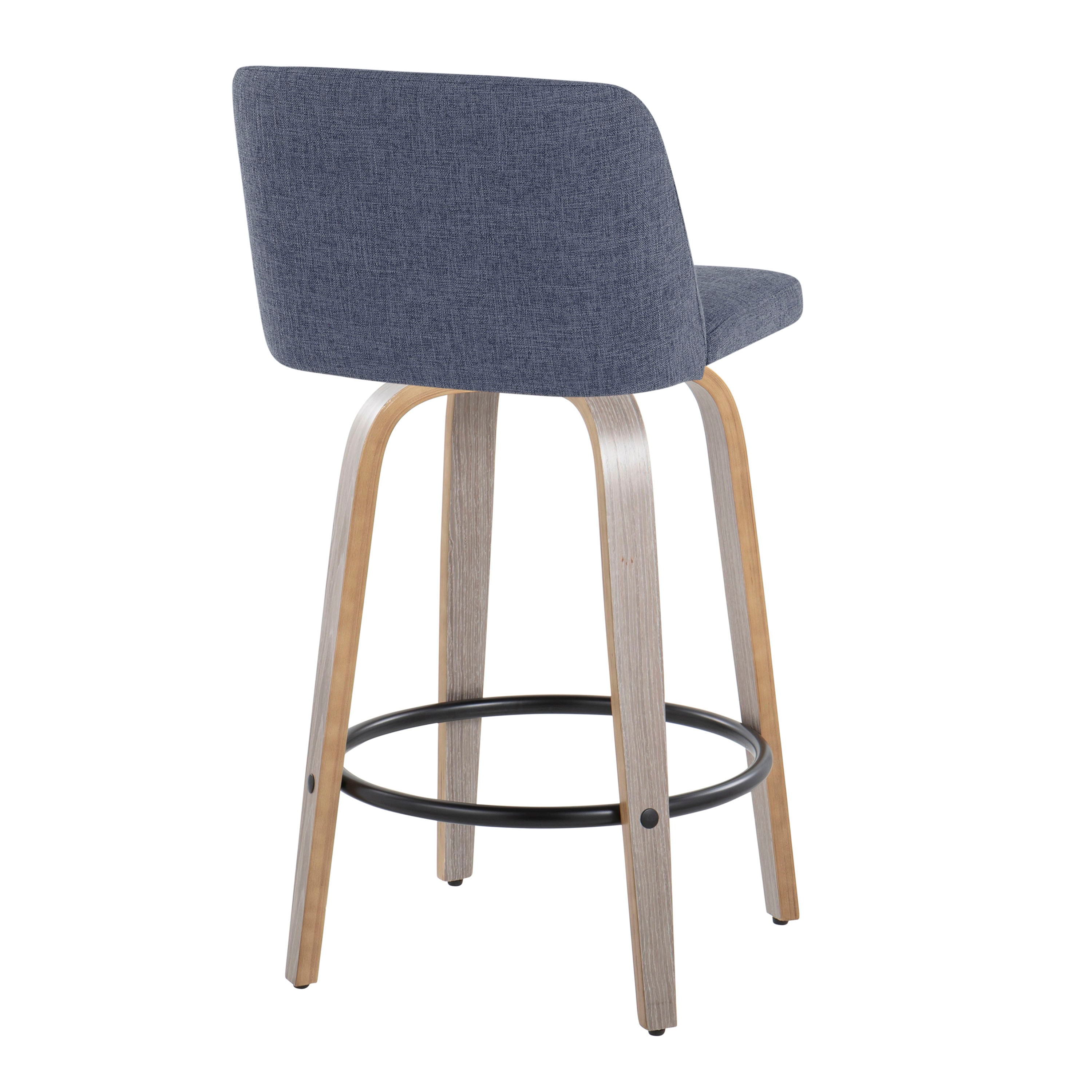 Toriano - Contemporary Fixed Height Counter Stool With Swivel &amp; Round Footrest (Set of 2)