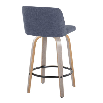 Toriano - Contemporary Fixed Height Counter Stool With Swivel &amp; Round Footrest (Set of 2)